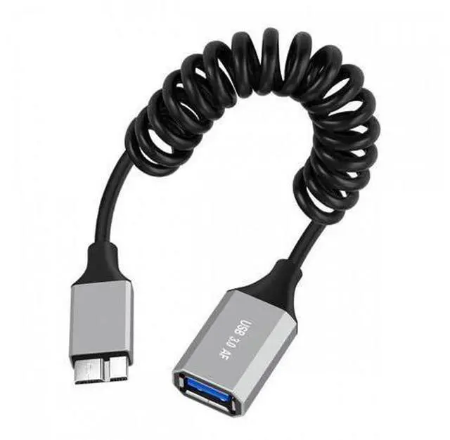 Main image of Micro-USB3.0 Male Host to USB3.0-A Female OTG Stretch Coiled Cable 100cm Extension 5Gbps for Disk Phone Camera Data