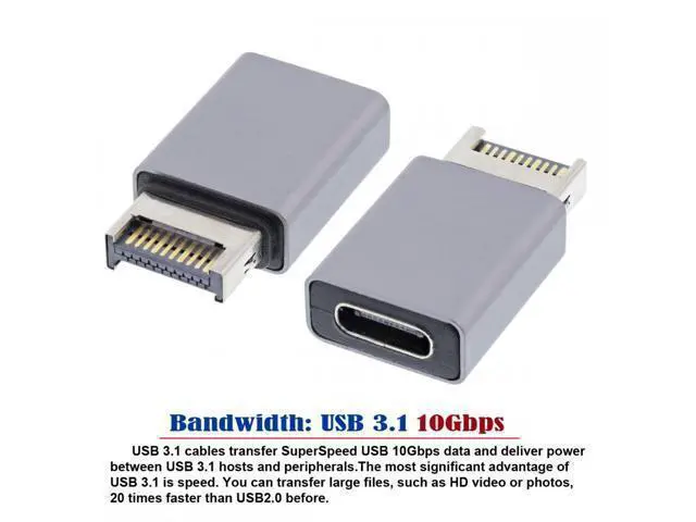 Alt view image 3 of 7 - Cable USB 3.1 Front Panel Header Male Type-E to Type-C USB-C Female Motherboard Extension Data Adapter