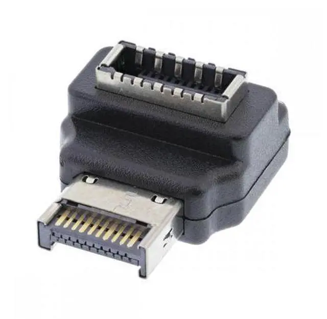 Main image of Cable 20pin Type-E Male to Type-E USB 3.1 Front Panel Header Female Motherboard Extension Data Adapter 90 Degree Angled
