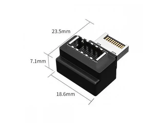 Alt view image 5 of 7 - Cable 20pin Type-E Male to Type-E USB 3.1 Front Panel Header Female Motherboard Extension Data Adapter 90 Degree Angled