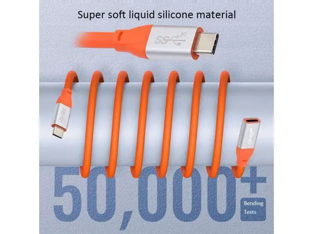 Alt view image 6 of 7 - Cable USB3.2 Male to Female Extension Cable 20Gbps Ultra Soft High Flex with 100W and 8K 5K USB4.0 Type-C Compatible with Thunderbolt3/4