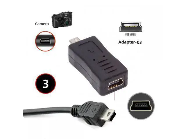 Alt view image 7 of 7 - 3pcs/set USB-C Type-C Micro Mini USB Female to Camera Mini 8P Data Power Adapter for Coolpix UC-E6 UC-E16 UC-E17 DSC-W DMC-S EX-Z