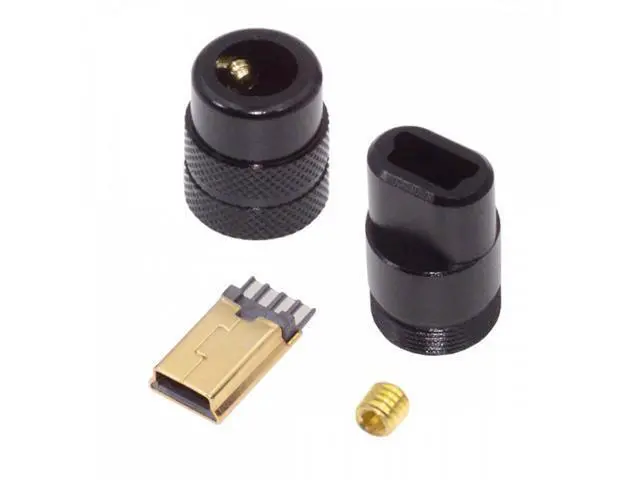Alt view image 2 of 7 - Mini USB2.0 5Pin Male Plug Connector Solder Type with Aluminum Alloy Shell Black Customization for 4.0mm~6.0mm Cable