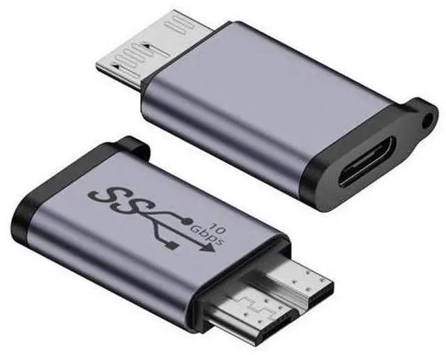 Alt view image 2 of 7 - HKCY USB-C USB 3.1 Type C Female to Micro USB 3.0 Male Data Adapter 10Gbps Data Power with Chain for Laptop SSD Disk