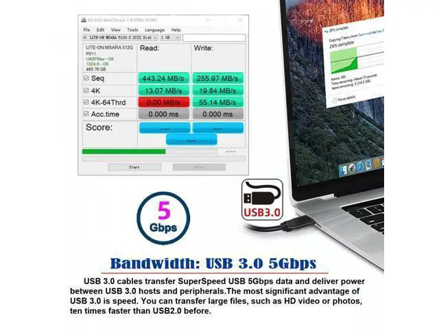 Alt view image 4 of 7 - Micro-USB3.0 Male Host to USB3.0-A Female OTG Stretch Coiled Cable 100cm Extension 5Gbps for Disk Phone Camera Data