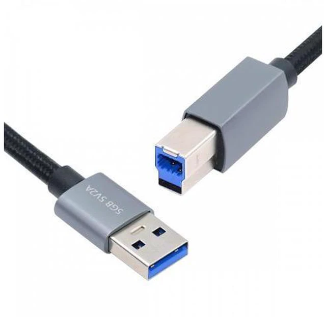 Main image of USB 3.0 Type-A Male to Standard 3.0 B Male Cable Silver 5Gbps for Disk SSD Camera Data 30cm