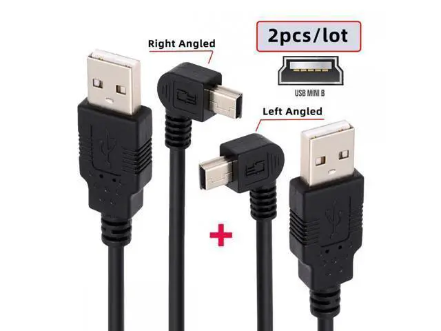 Alt view image 2 of 7 - 2pcs/lot Left & Right Angled Mini USB B Type 5pin Male 90 Degree to USB 2.0 Male Power Data Cable 50cm