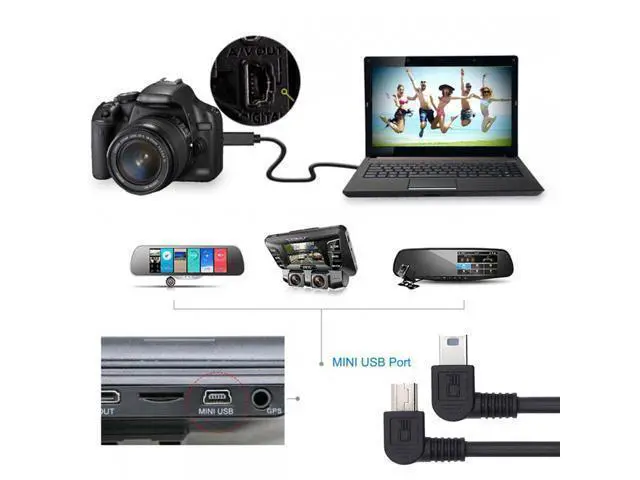 Alt view image 4 of 7 - 2pcs/lot Left & Right Angled Mini USB B Type 5pin Male 90 Degree to USB 2.0 Male Power Data Cable 50cm