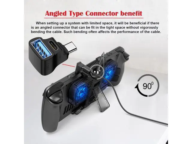 Alt view image 7 of 7 - HKCY 10Gbps USB3.1 Type C Male to Dual Type-A OTG & Type-C Female Power Data Splitter Adapter Angled Compatible with Steam Deck Laptop