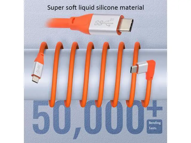 Alt view image 6 of 7 - Cable USB3.2 20Gbps Male to Male Cable 90 Degree Left Right Angled Ultra Soft High Flex 100W 8K 5K 4K USB4.0 Hyper Super Flexible Cord (30cm)