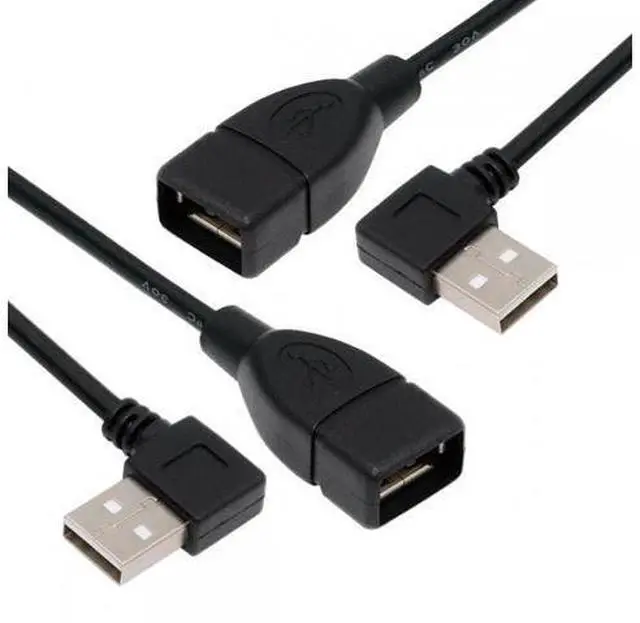 Main image of Cable 2pcs/lot Left & Right Angled Type USB 2.0 Type-A Male to USB Female Extension Cable 90 Degree Type 20cm