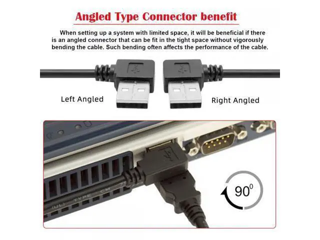 Alt view image 4 of 7 - Cable 2pcs/lot Left & Right Angled Type USB 2.0 Type-A Male to USB Female Extension Cable 90 Degree Type 20cm