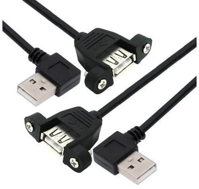 Main image of Cable 2pcs/lot Left & Right Angled Type USB 2.0 Type-A Male to USB Female Extension Cable Panel Type 90 Degree 25cm