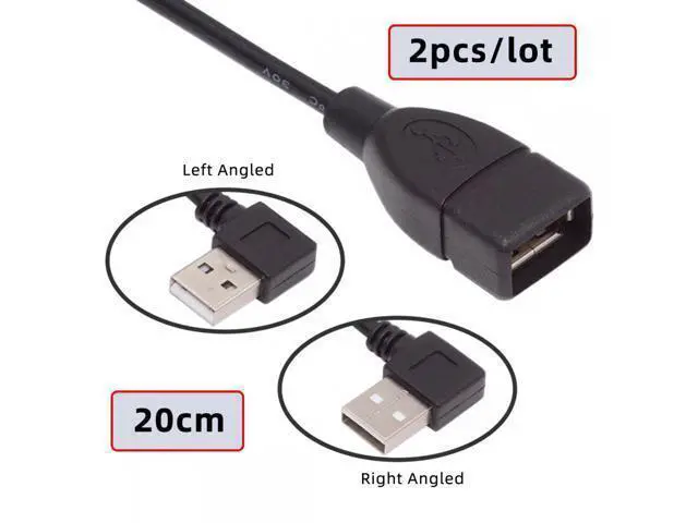 Alt view image 7 of 7 - Cable 2pcs/lot Left & Right Angled Type USB 2.0 Type-A Male to USB Female Extension Cable 90 Degree Type 20cm