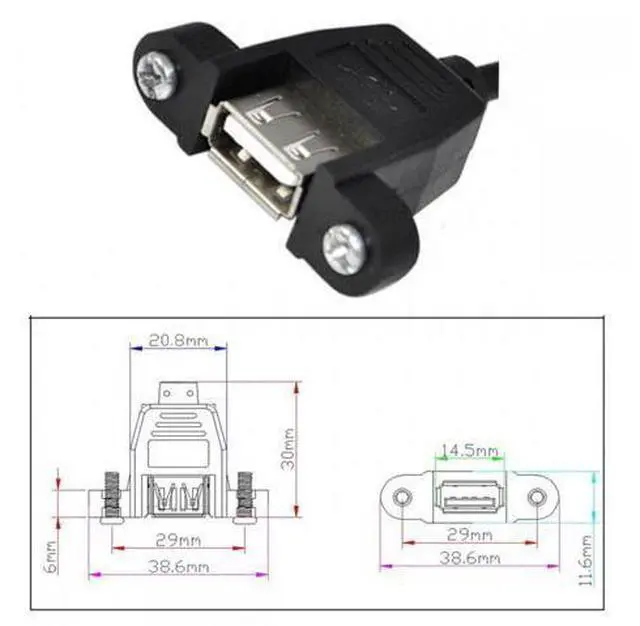 Alt view image 6 of 7 - Cable 2pcs/lot Left & Right Angled Type USB 2.0 Type-A Male to USB Female Extension Cable Panel Type 90 Degree 25cm