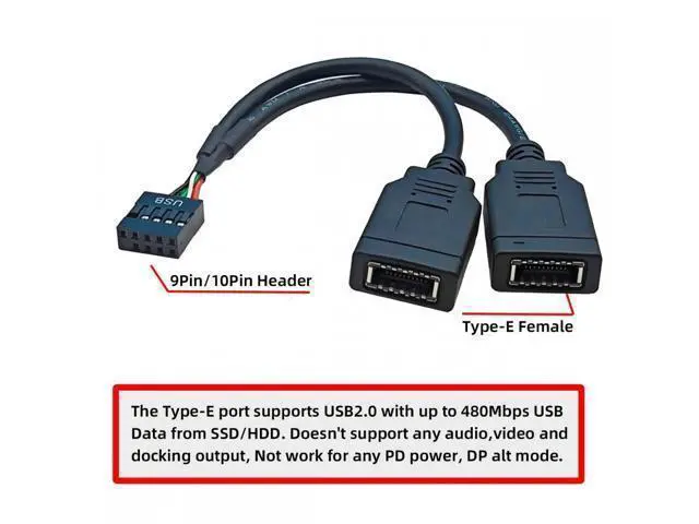 Alt view image 7 of 7 - Cable Dual Port USB 3.1 Front Panel Socket Key-A Type-E to USB 2.0 9Pin 10Pin Mainboard Header Male Extension Cable