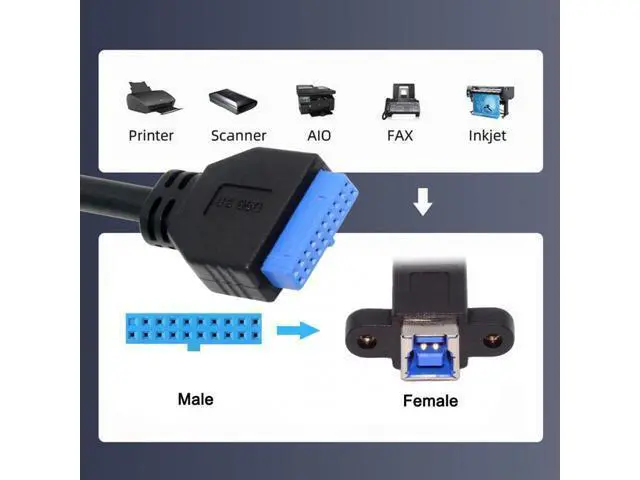 Alt view image 6 of 7 - Cable USB 3.0 Type-B Female to USB3.0 20Pin IDC Header Male Cable Extension 5Gbps for Disk SSD Camera Data 30cm
