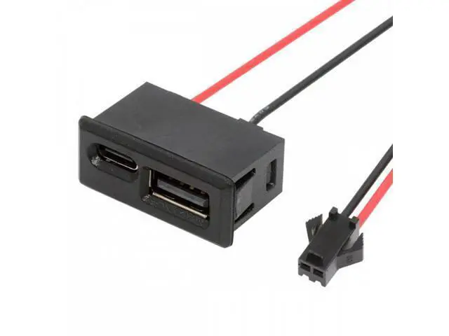 Alt view image 6 of 7 - DIY OEM Type-A & Type-C Female Socket Horizontal to 2Pin Header Cable Pitch=2.54mm Latch Mount Type DC 5V Power