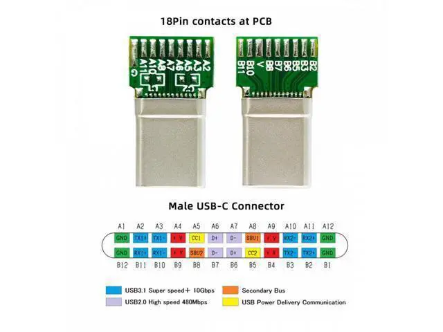 Alt view image 5 of 7 - 2pcs/lot OEM DIY USB-C USB 3.1 Type-C Male & Female Plug Socket Connector Solder Type with PCB