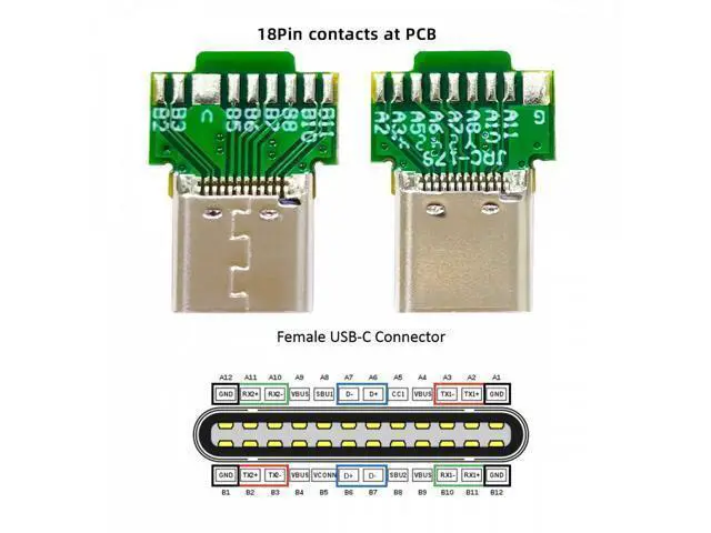 Alt view image 4 of 7 - 2pcs/lot OEM DIY USB-C USB 3.1 Type-C Male & Female Plug Socket Connector Solder Type with PCB