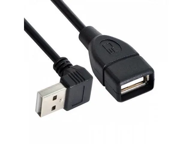 Alt view image 2 of 7 - USB 2.0 Type-A Male to USB Female M-F Extension Cable 20cm 90 Degree Down Angled Type