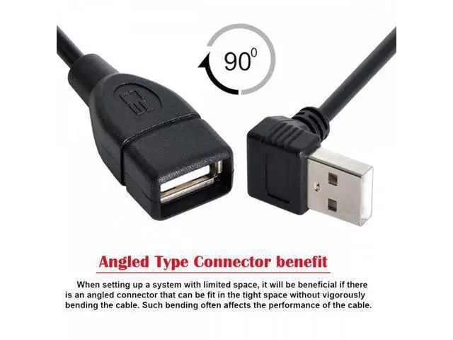 Alt view image 5 of 7 - USB 2.0 Type-A Male to USB Female M-F Extension Cable 20cm 90 Degree Down Angled Type