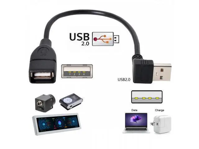 Alt view image 6 of 7 - USB 2.0 Type-A Male to USB Female M-F Extension Cable 20cm 90 Degree Down Angled Type