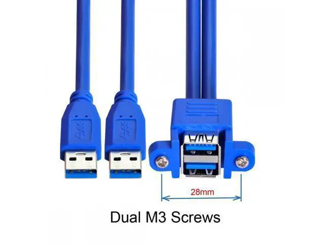 Alt view image 3 of 7 - Stackable Dual USB 3.0 Male to Female Type-A Panel Type Header Cable Dual Ports 50cm