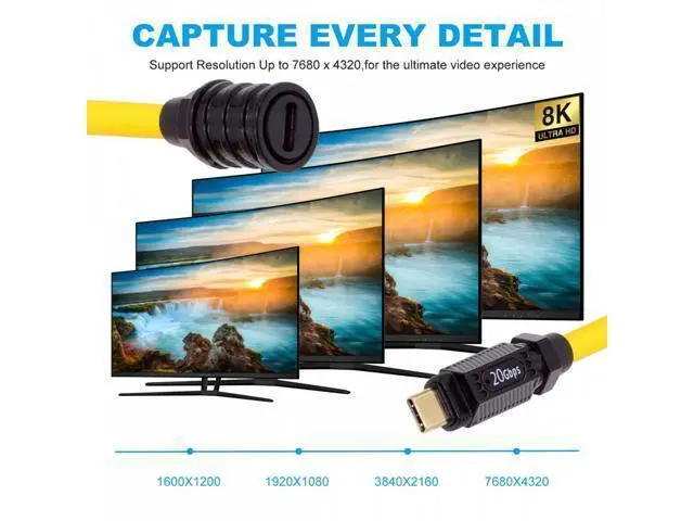 Alt view image 5 of 7 - 0.2M Ultra Soft High Flex USB-C USB4 Cable 20Gbps 140W 8K for Gaming Keyboard Mouse Type-C Male to Female Extension Cable Power & Data