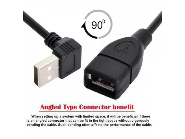Alt view image 6 of 7 - USB 2.0 Type-A Male to USB Female M-F Extension Cable 20cm 90 Degree Up Angled Type