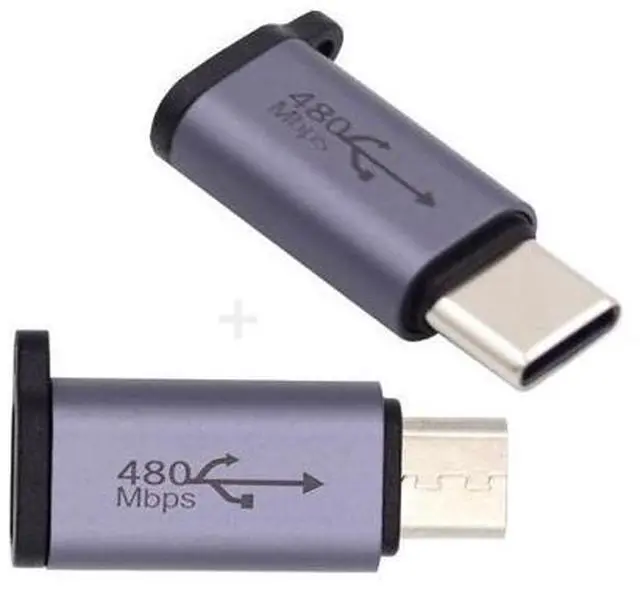 Alt view image 2 of 7 - HKCY 2pcs/lot USB2.0 8P Female to Micro USB Type-C USB-C Male Power Adapter 480Mbps Data with Chain Holes