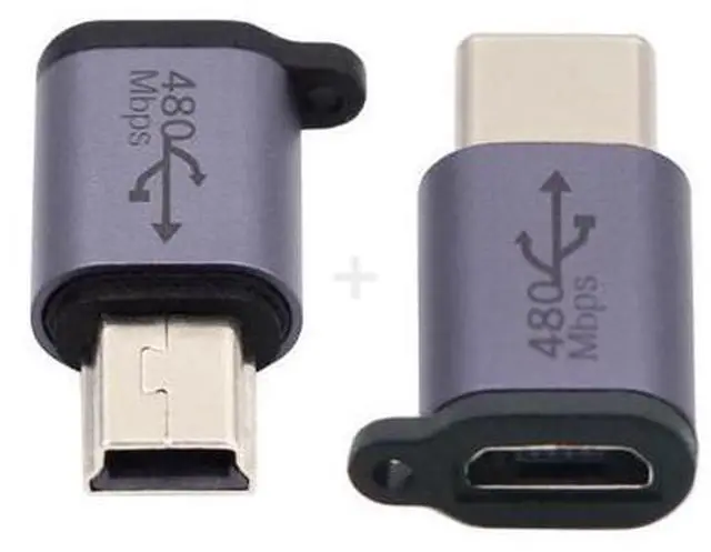 Main image of HKCY 2pcs/lot USB2.0 Micro Female to Mini USB Type-C USB-C Male Power Adapter 480Mbps Data with Chain Holes