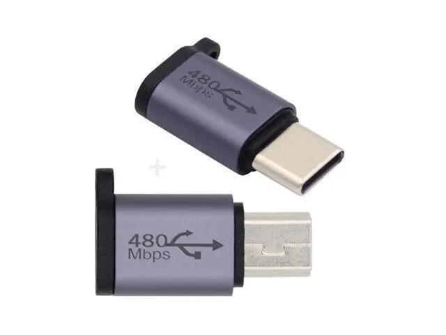 Alt view image 2 of 7 - HKCY 2pcs/lot USB2.0 Micro Female to Mini USB Type-C USB-C Male Power Adapter 480Mbps Data with Chain Holes