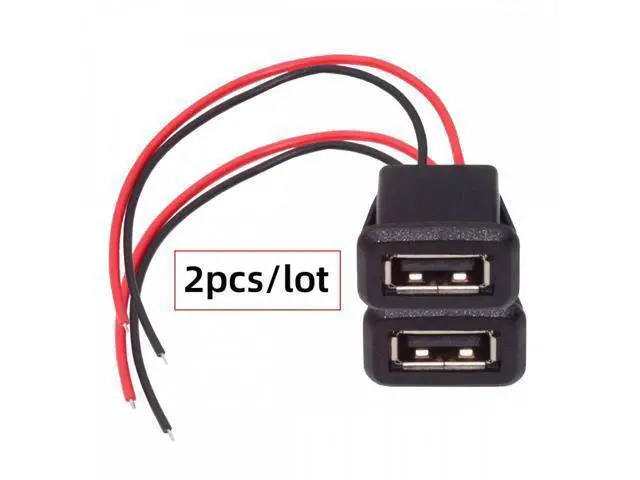 Alt view image 3 of 7 - 2pcs/set DIY OEM Type A Female Socket to 2Pin Open Cable Latch Mount Type DC 5V Power
