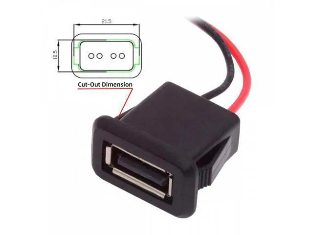 Alt view image 6 of 7 - 2pcs/set DIY OEM Type A Female Socket to 2Pin Open Cable Latch Mount Type DC 5V Power