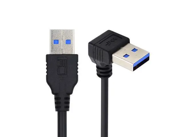 Alt view image 2 of 7 - HKCY Angled USB 3.0 Type-A Male to Straight 3.0 Type-A Male Data 5Gbps Cable 90 Degree Up Angled 40cm