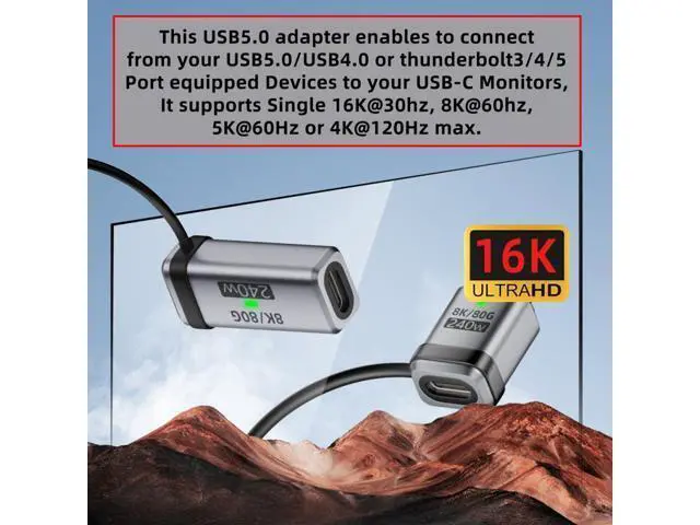Alt view image 7 of 7 - Cable USB5.0 80Gbps Female to Female Extension Adapter with Lanyard Keychain 240W 16K 8K 5K Compatible with USB4.0 Thunderbolt3/4/5