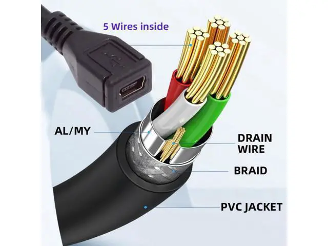 Alt view image 3 of 7 - 90 Degree Right Angled Mini USB 5Pin Male to Female Extension Cable 30cm for GPS Camera
