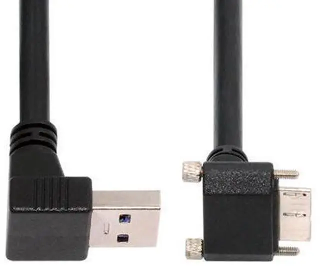 Main image of Down Angled 90 Degree USB 3.0 A Male to Micro-B 3.0 Plug Down Angled Locking Screw Panel Cable 25cm
