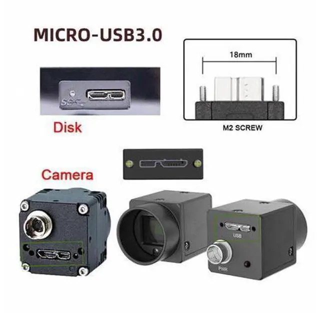 Alt view image 3 of 7 - Down Angled 90 Degree USB 3.0 A Male to Micro-B 3.0 Plug Down Angled Locking Screw Panel Cable 25cm