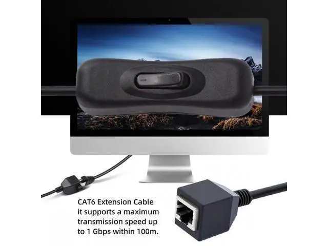 Alt view image 3 of 7 - RJ45 CAT6 8P8C STP UTP Male to Female Extension Cable with 304 Singal Switch On/Off LAN Ethernet Network Patch Cord