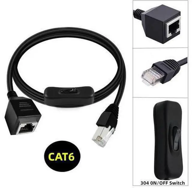 Alt view image 4 of 7 - RJ45 CAT6 8P8C STP UTP Male to Female Extension Cable with 304 Singal Switch On/Off LAN Ethernet Network Patch Cord