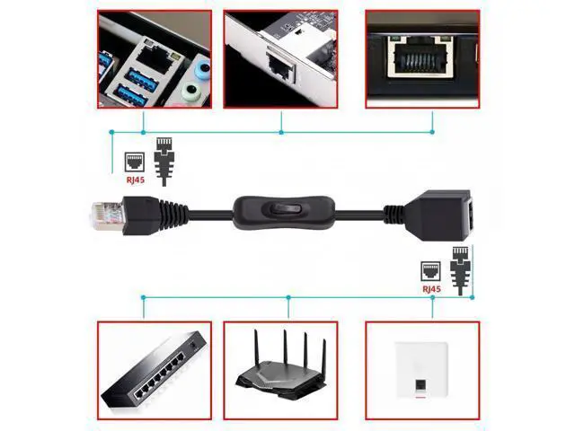 Alt view image 5 of 7 - RJ45 CAT6 8P8C STP UTP Male to Female Extension Cable with 304 Singal Switch On/Off LAN Ethernet Network Patch Cord