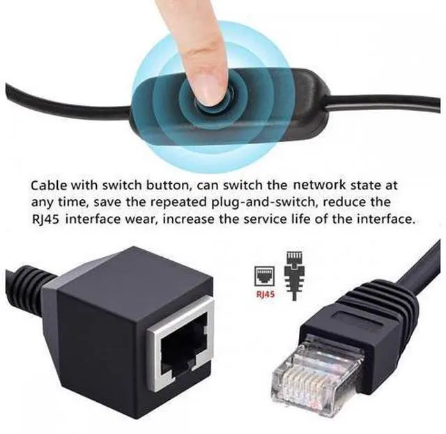 Alt view image 6 of 7 - RJ45 CAT6 8P8C STP UTP Male to Female Extension Cable with 304 Singal Switch On/Off LAN Ethernet Network Patch Cord