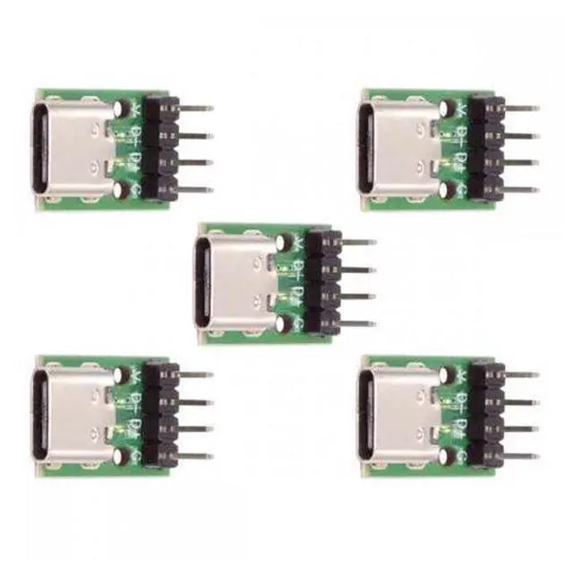 Main image of 5pcs/set DIY OEM Type C Female Socket Connector to 4Pin Pitch=2.54mm Contact Header Vertical USB2.0 Pinout DC 5V Power