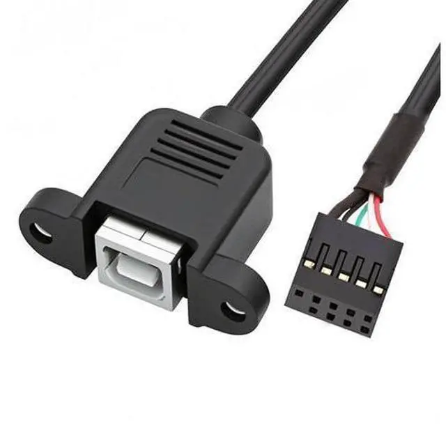 Main image of USB 2.0 Motherboard 9pin 10pin Header to Standard Type-B Female Extension cable with Nuts for Panel Mount