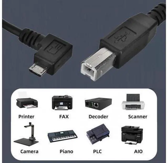 Alt view image 7 of 7 - Cable Right Angled 90 Degree Micro USB OTG to Standard B Type Cable for Printer Scanner Disk Lectronic Musical Instrument Midi Keyboard (30cm)