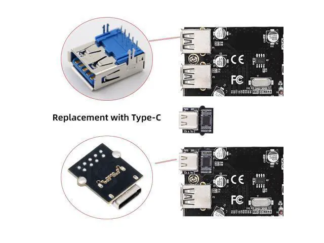 Alt view image 2 of 6 - DIY OEM Type-C Female Socket Connector with VL160 Chipset Replace for USB3.0 Type-A Female DIP Type DC 5V Power
