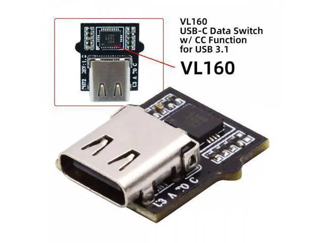 Alt view image 4 of 6 - DIY OEM Type-C Female Socket Connector with VL160 Chipset Replace for USB3.0 Type-A Female DIP Type DC 5V Power