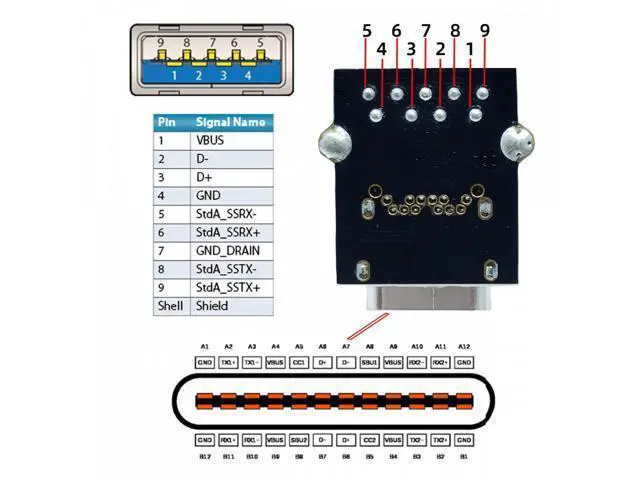 Alt view image 6 of 6 - DIY OEM Type-C Female Socket Connector with VL160 Chipset Replace for USB3.0 Type-A Female DIP Type DC 5V Power